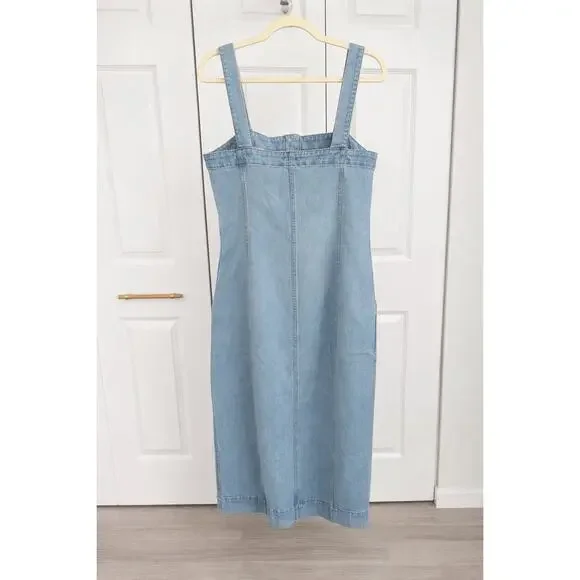 Club Monaco Denim Button Front Midi Dress Indigo Blue Size 10 NWT $249 Retail - Picture 5 of 11